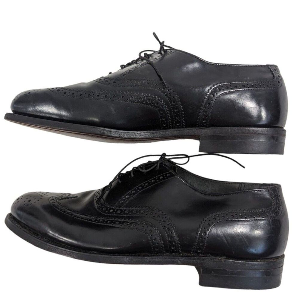 USA MADE Men's Shoes HANOVER Wingtip Oxford Sz 8.5 EEE Black Leather - Picture 3 of 8
